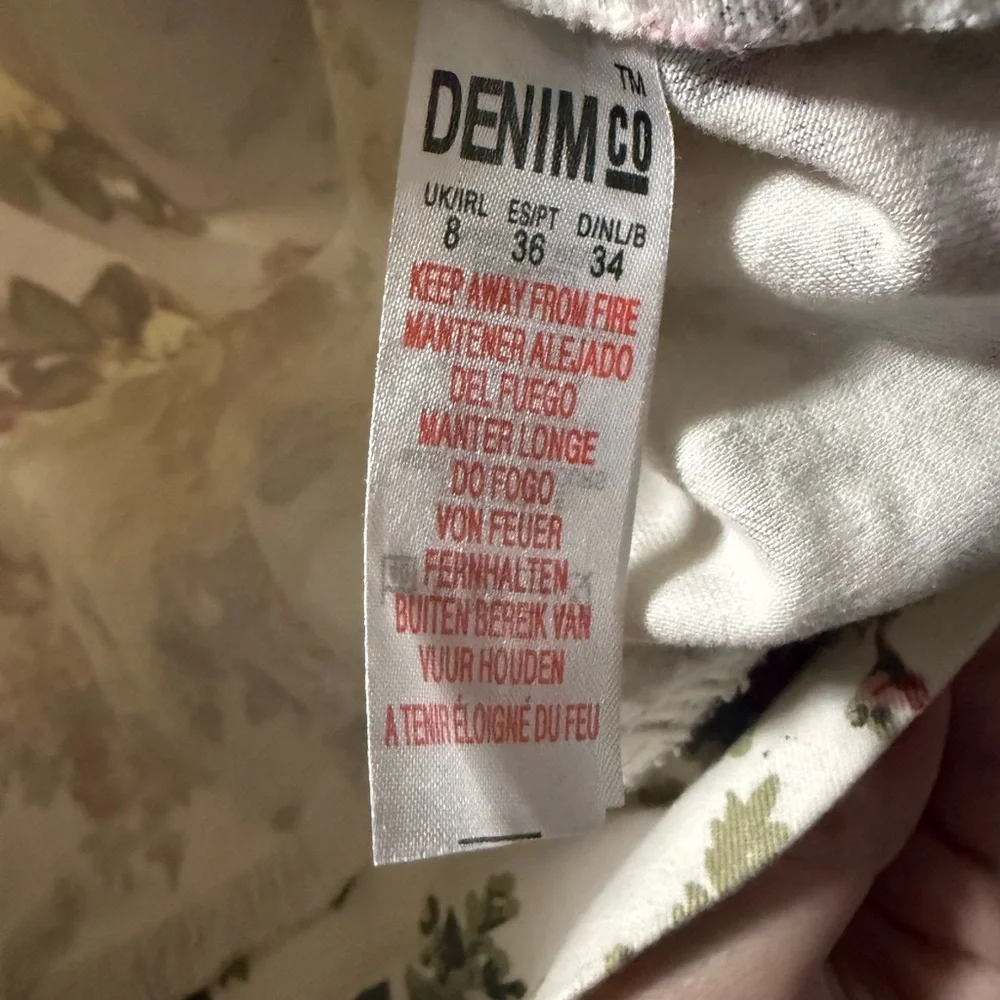 Strapless Cottagecore Floral Mini Denim Dress - Picture 7 of 9